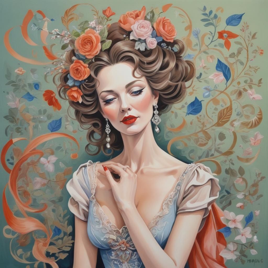 Detailed Gouache Painting of a Muse's Inspiration