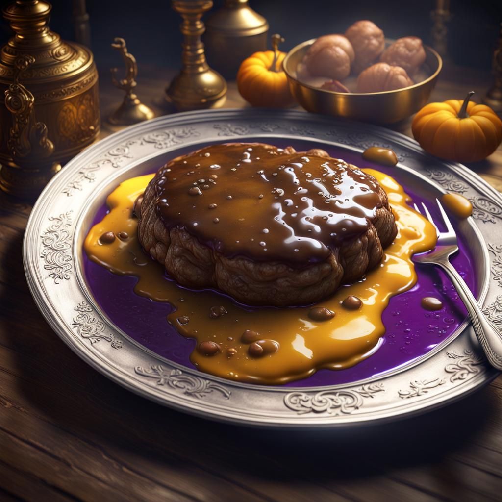 Salisbury Steak Masterpiece in Dark Fantasy Style