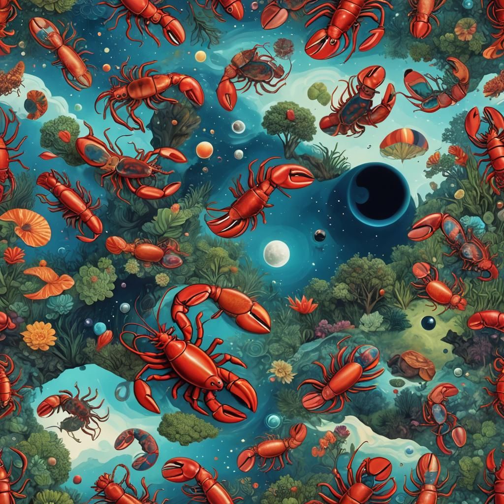 Psychedelic Lobster Dreamscape in 3D