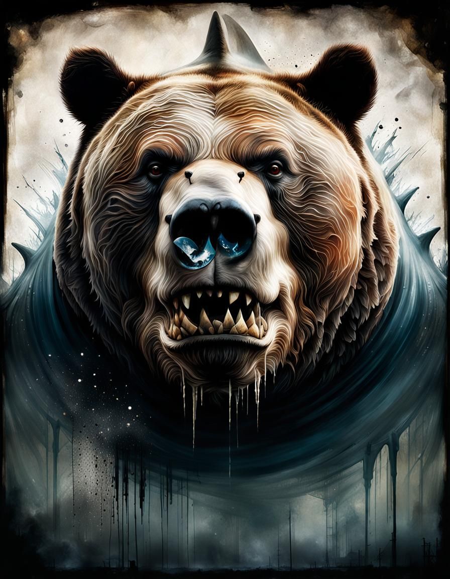 Surreal Double-Exposure Portrait in Mixed Media Style