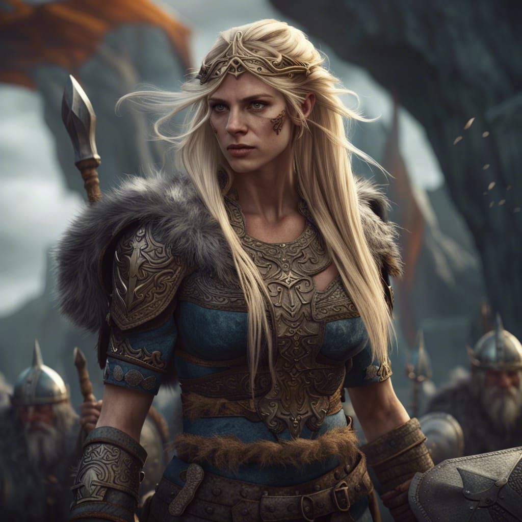 Viking Shieldmaiden in Valhalla: Fantasy Concept Art