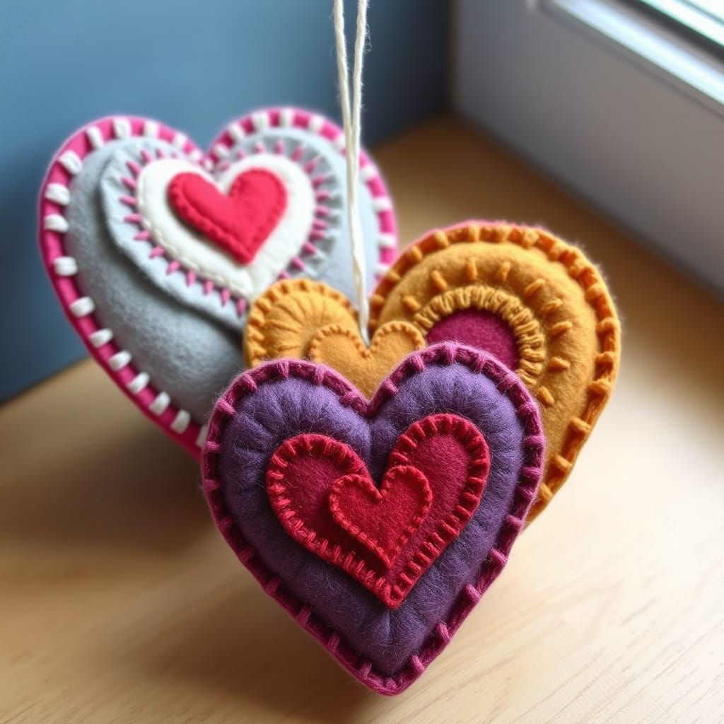 Felt Hearts Composition