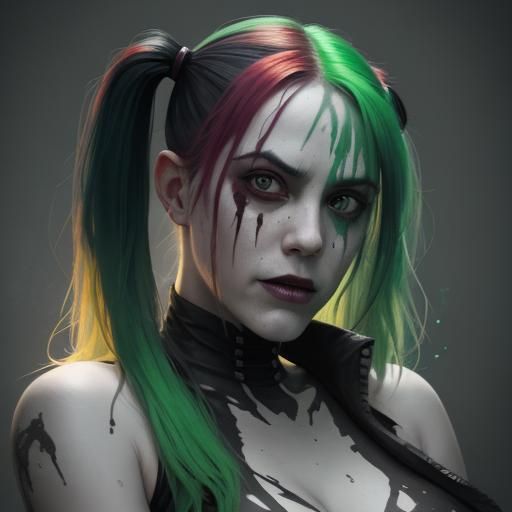Harley Quinn in a Neon Haunted House Portrait
