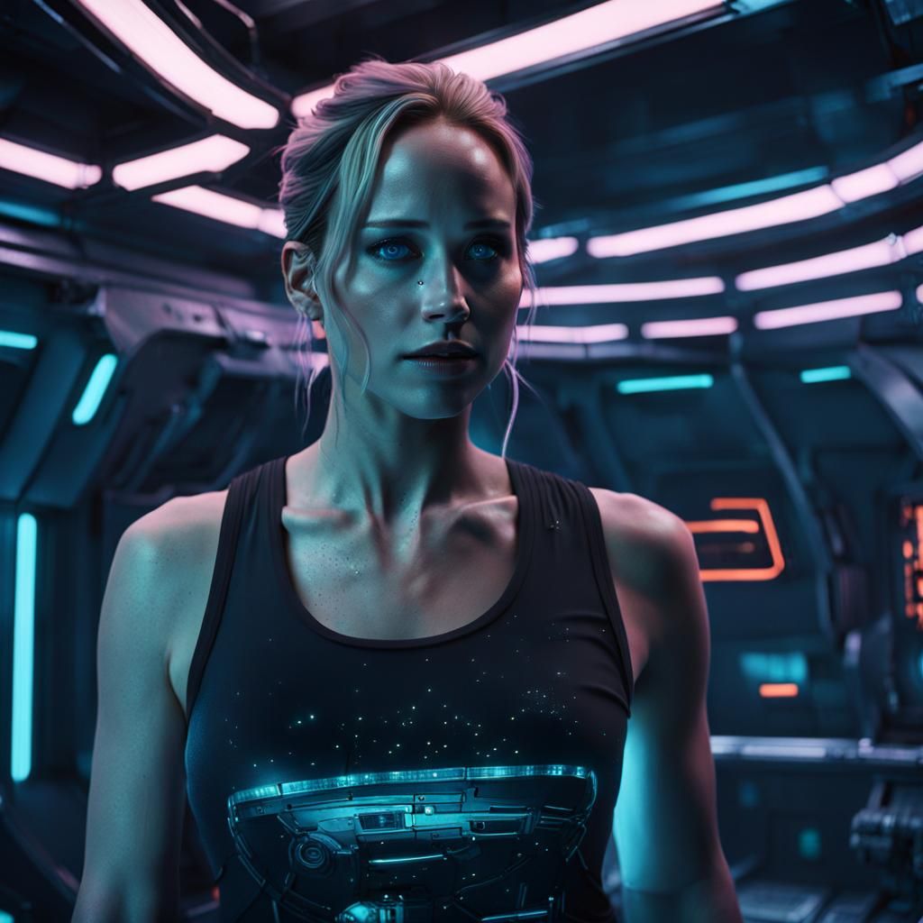 Space Pirate Replicant in Neon Lit Quarters