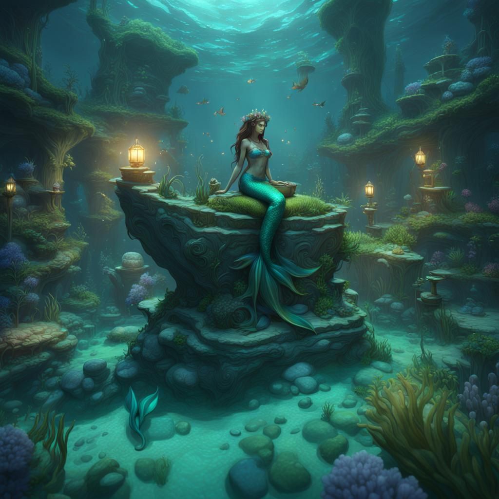 Enchanting Submerged Mermaid in a Fairytale Style