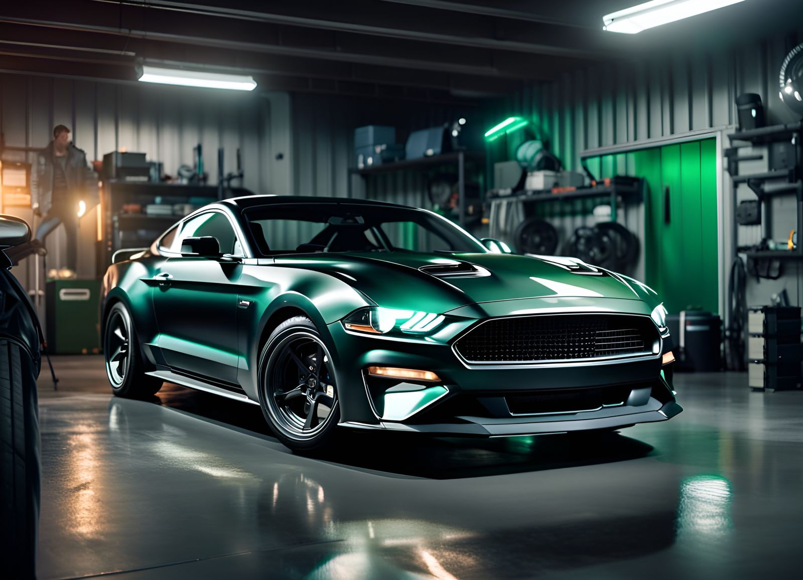 Ford Mustang Bullitt in Sci-Fi Garage