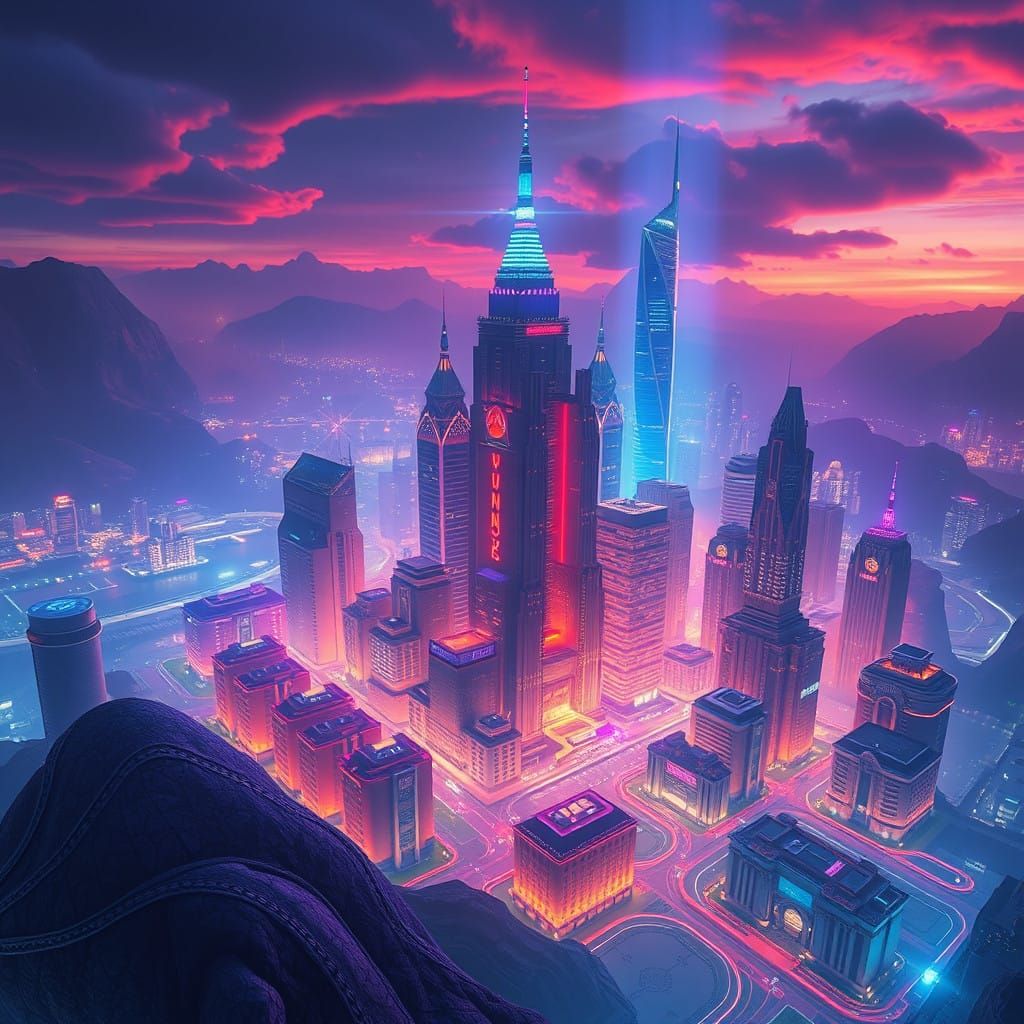 City Hologram in Vivid Fantasy World