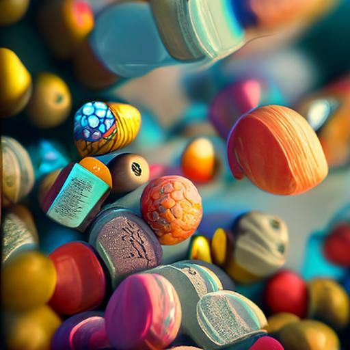 Microscopic Vitamins: Hyperrealistic Digital Art