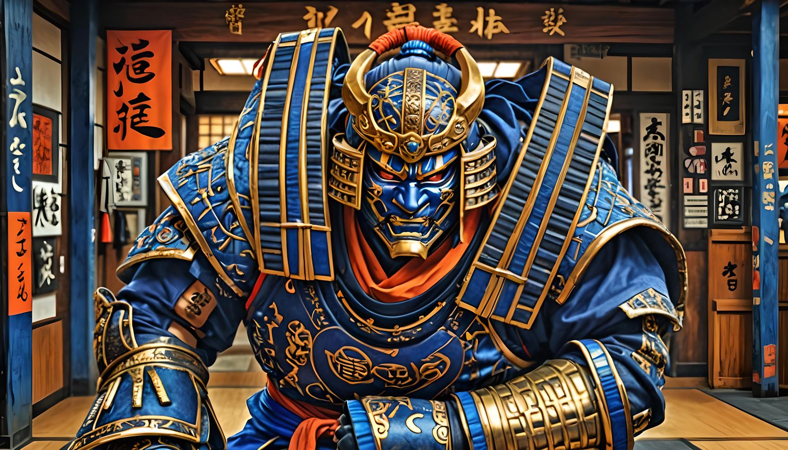 Shogun Brute with Ninja Swords in Colorful Dojo