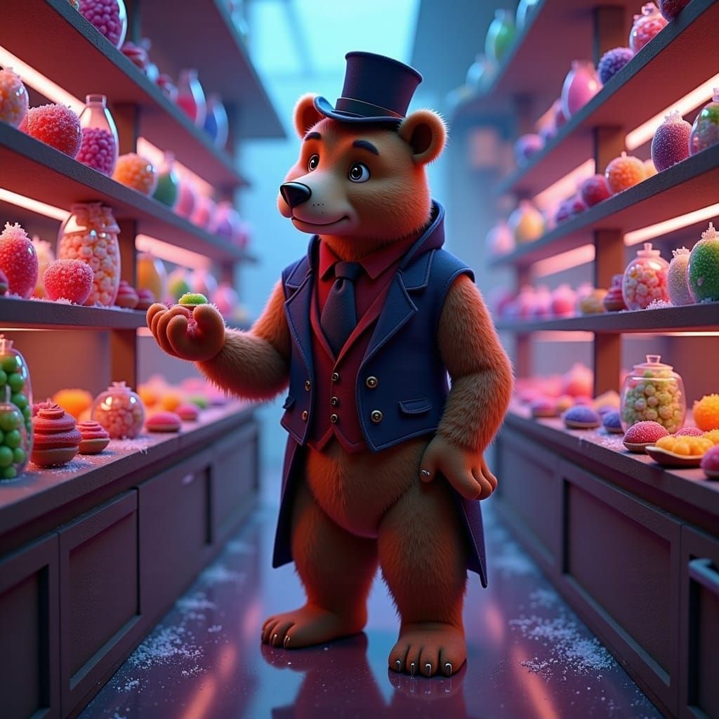 Grizzly Bear in Candy Shop, Fantasy Concept Art