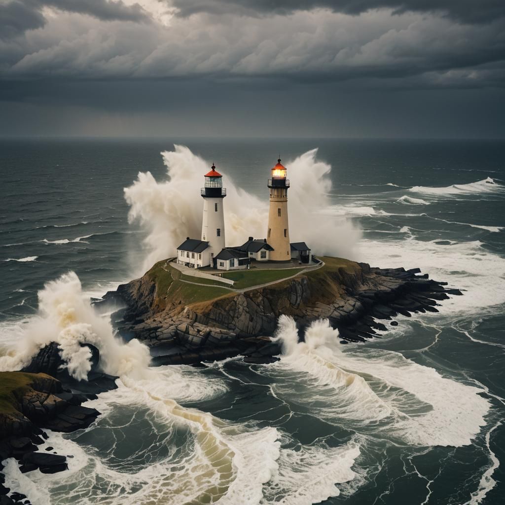 Lighthouse Endures Perfect Storm in Romantic Style