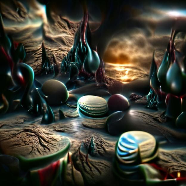 Alien Planet in Chiaroscuro Lighting, 8K 3D