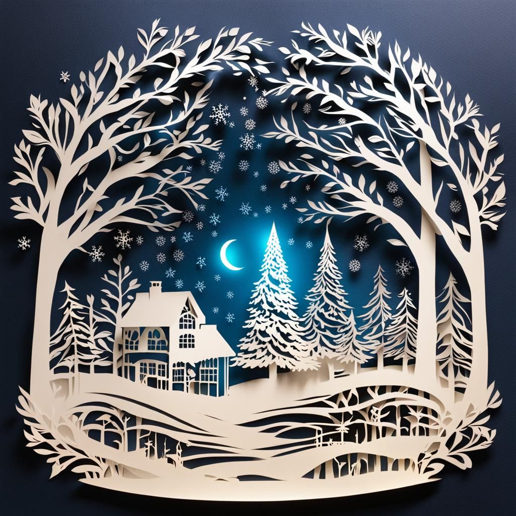 Illuminated Christmas Papercut Artwork