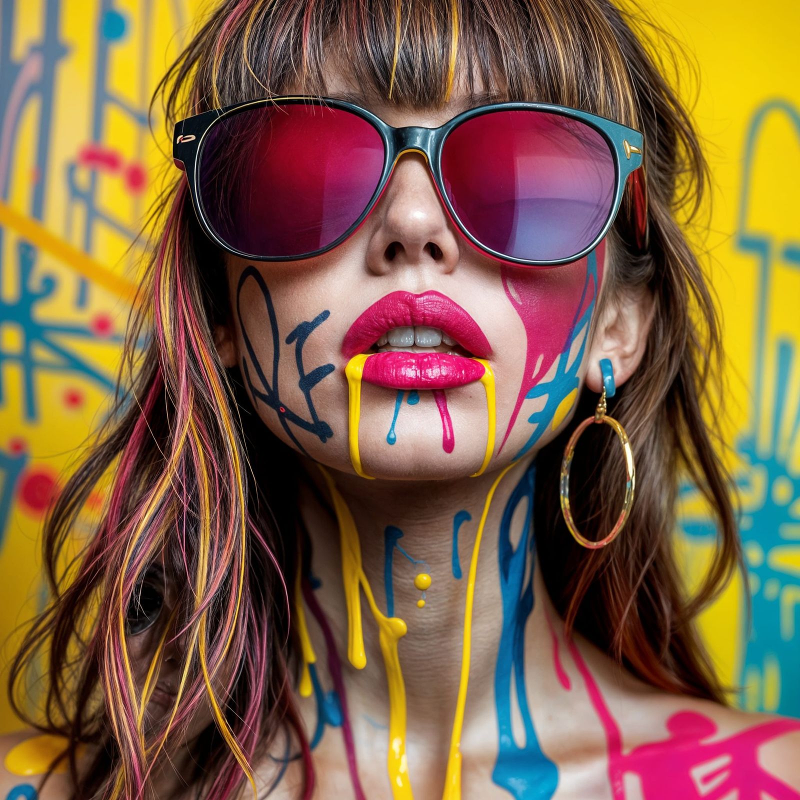 Vibrant Pop Art Portrait in Neon Colors