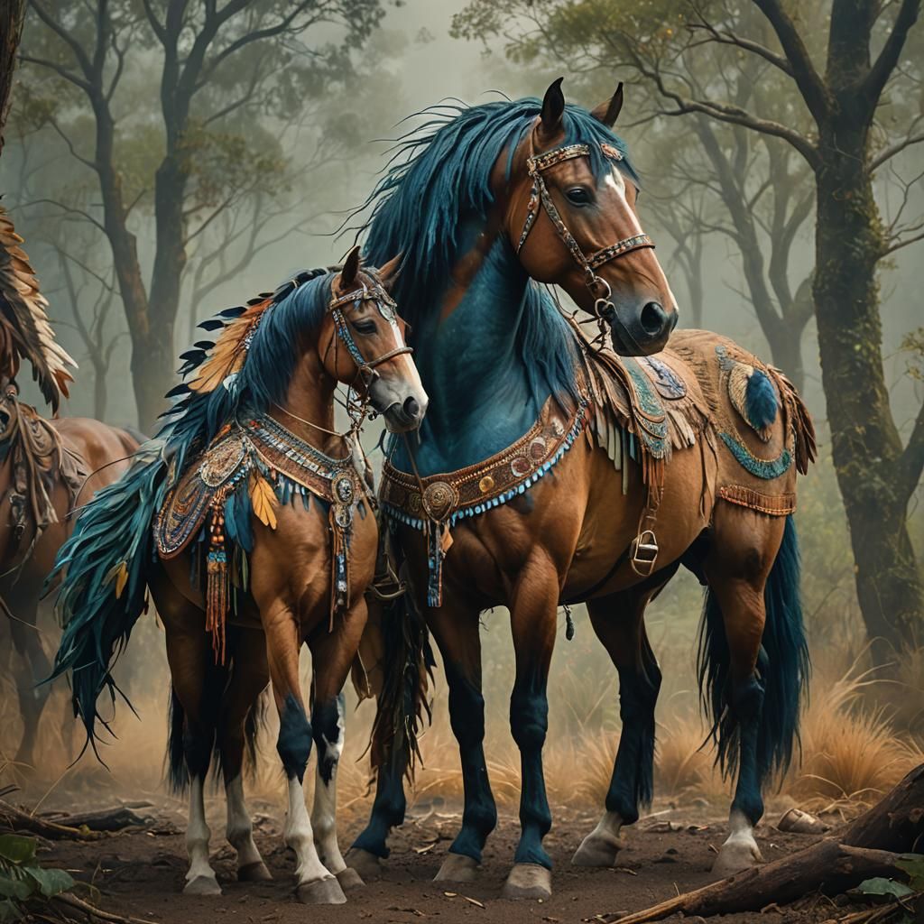 Fierce Indian War Horse and Warrior: Fantasy Concept Art