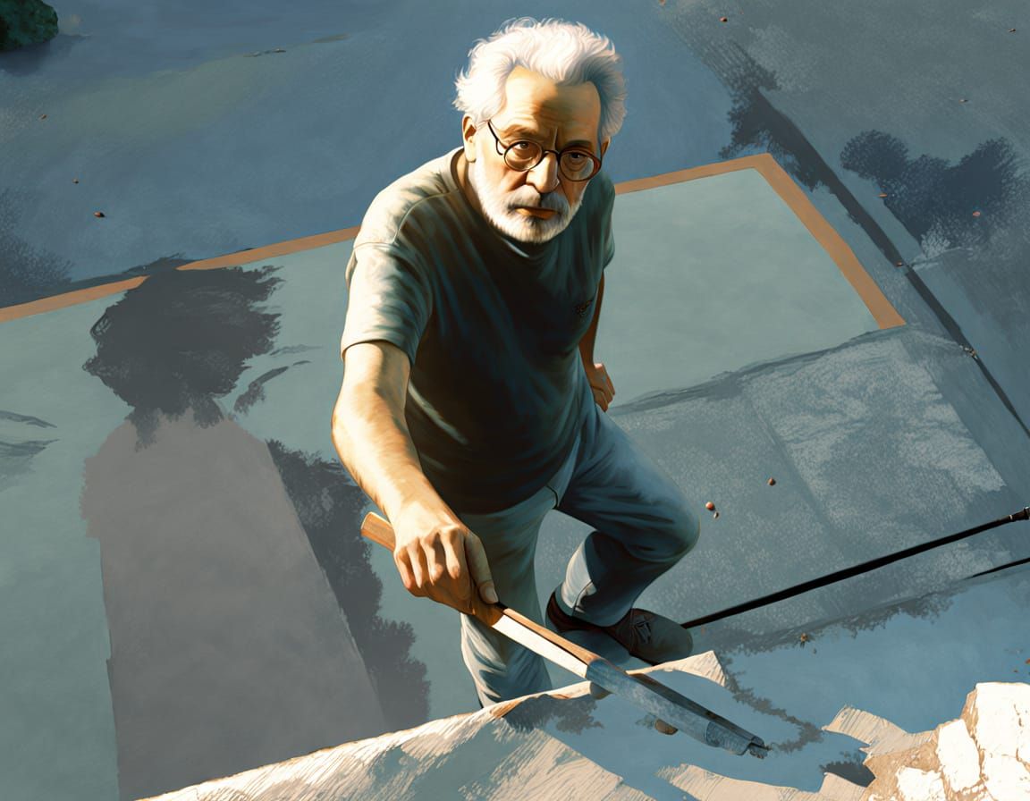 Fantasy Director in Golden Light, Detailed Splash Art