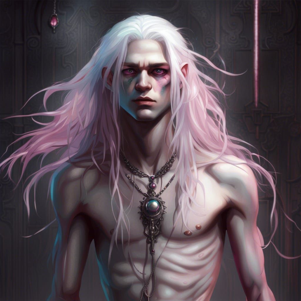 Androgynous Alien Teen in Empty Room: Fantasy Art