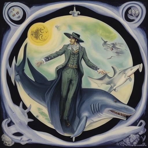 Surreal Shark in Closet with Dracula