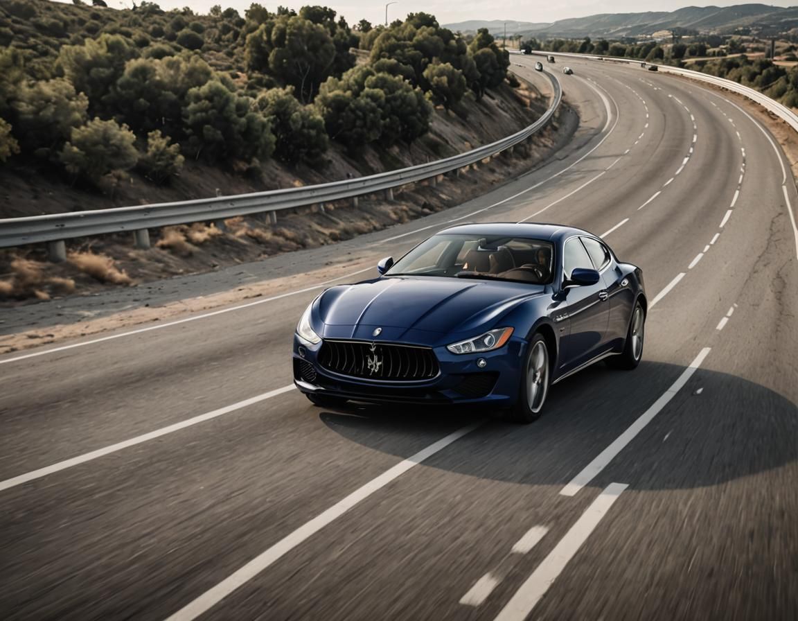Maserati Speeding Down a Highway