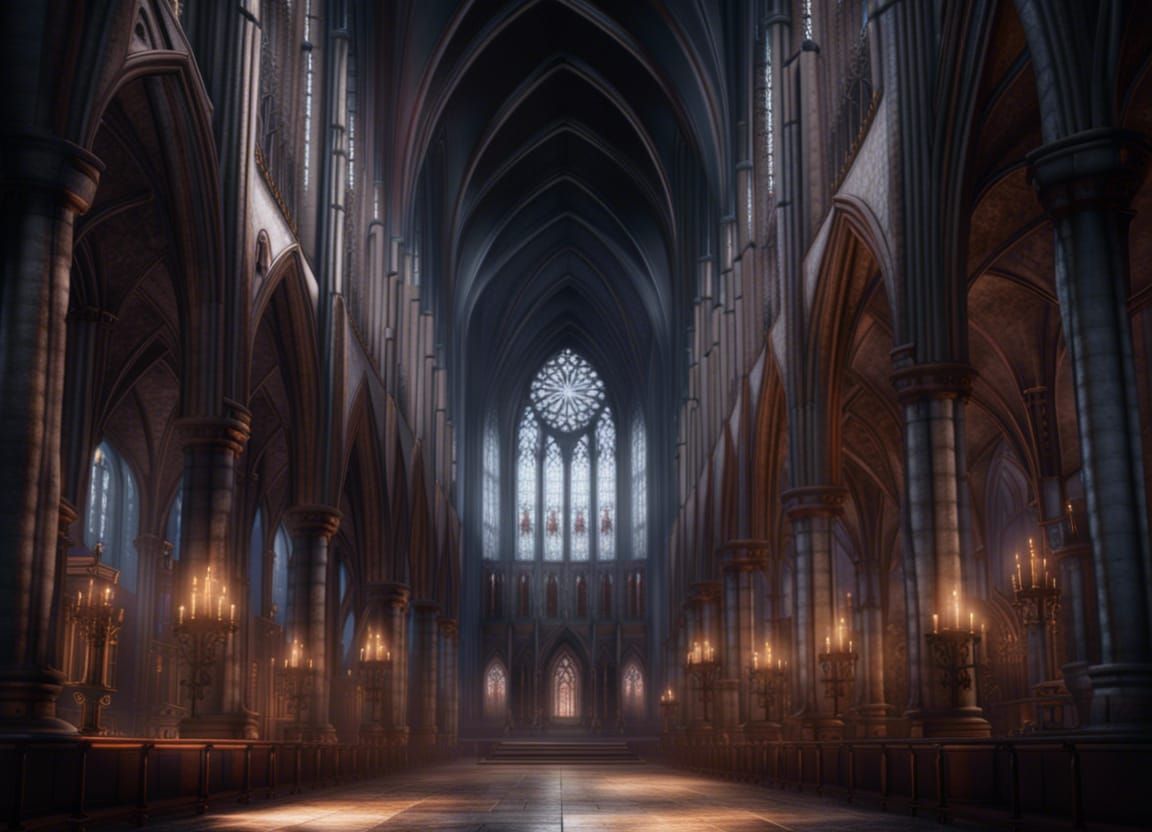 Gothic Cathedral Interior in Detailed Matte Painting