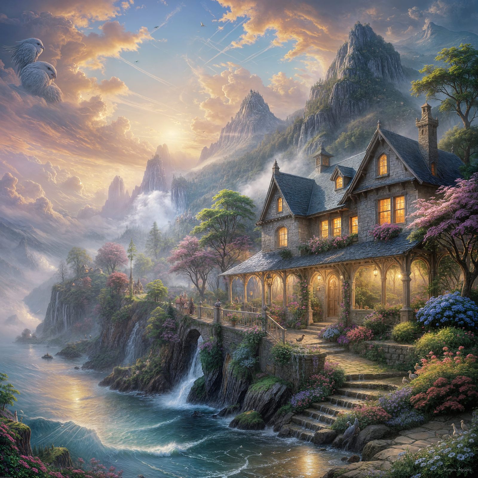 Ethereal Fantasy Jararaca and Chicken in Mist