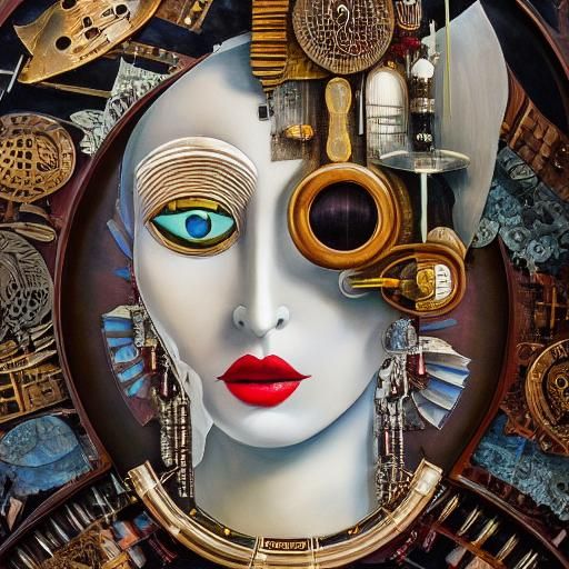 Whimsical Girl Playing Banjo in Folk Art Style