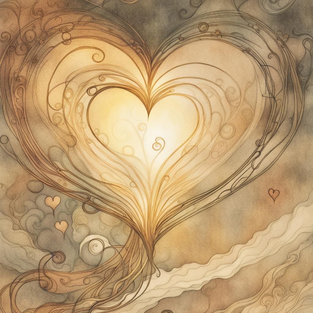 Heart-Shaped Light in Arthur Rackham Style Illustration