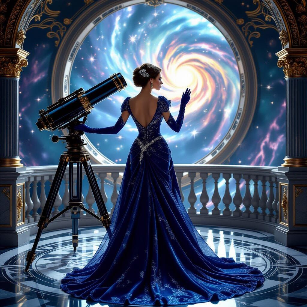 Gothic Romance Woman in Crystal Observatory