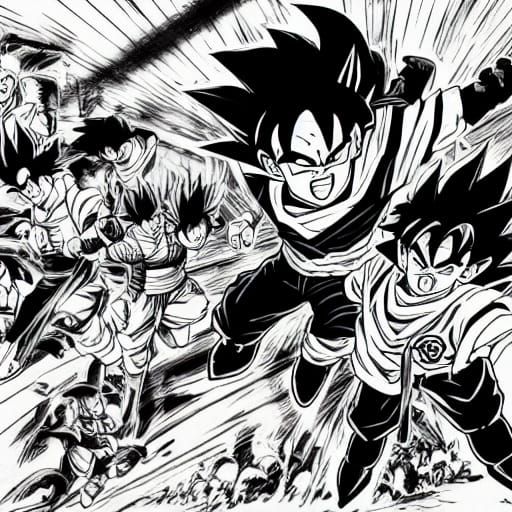 Dragon Ball Fight Scene in Manga Style