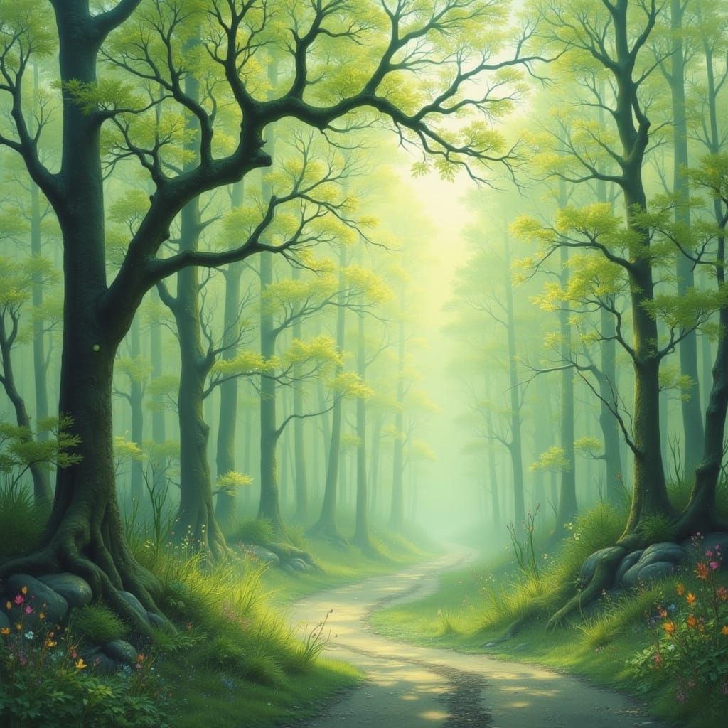 Impressionist Fairy Punk Goddess in Soft Light Green