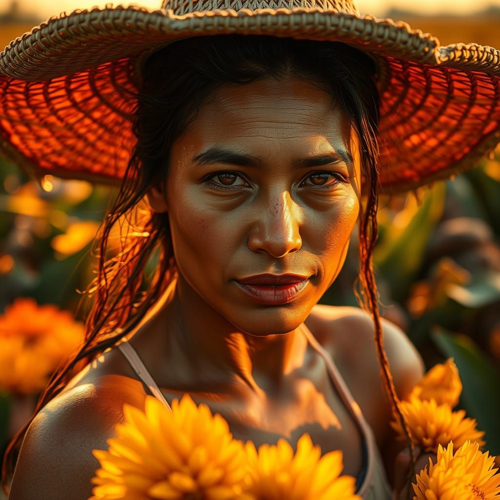 Sensual Farmer Harvesting in Summer Heat: Tropical Aesthetic