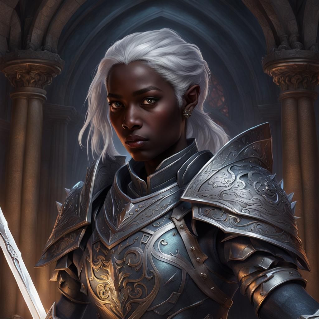 Drow Paladin Vanquishing Evil: Dark Fantasy Art
