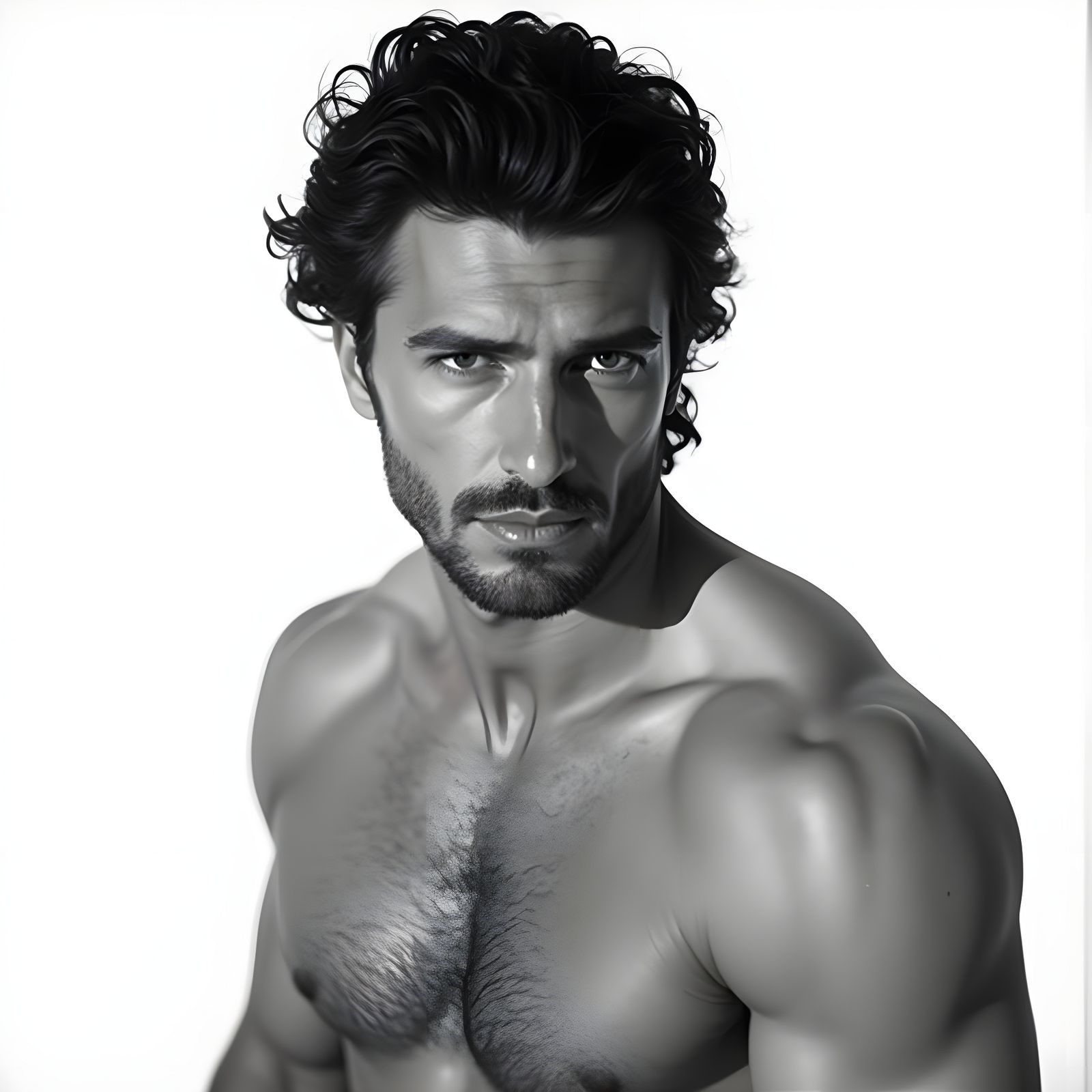Striking Black and White Portrait of a Muscular Man