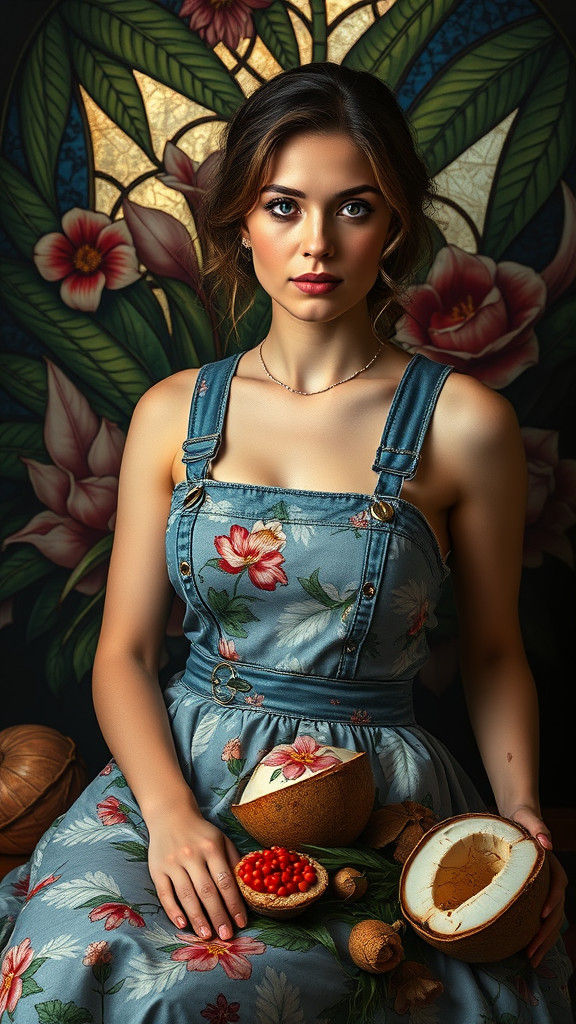 Floral Stained Glass Wedding Dress in Vargas Style