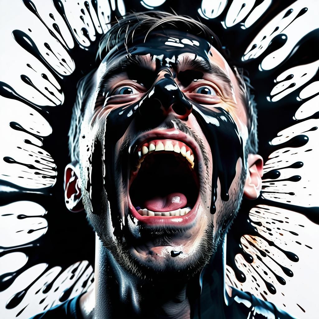 Surreal Screaming Face in Splash Art Style