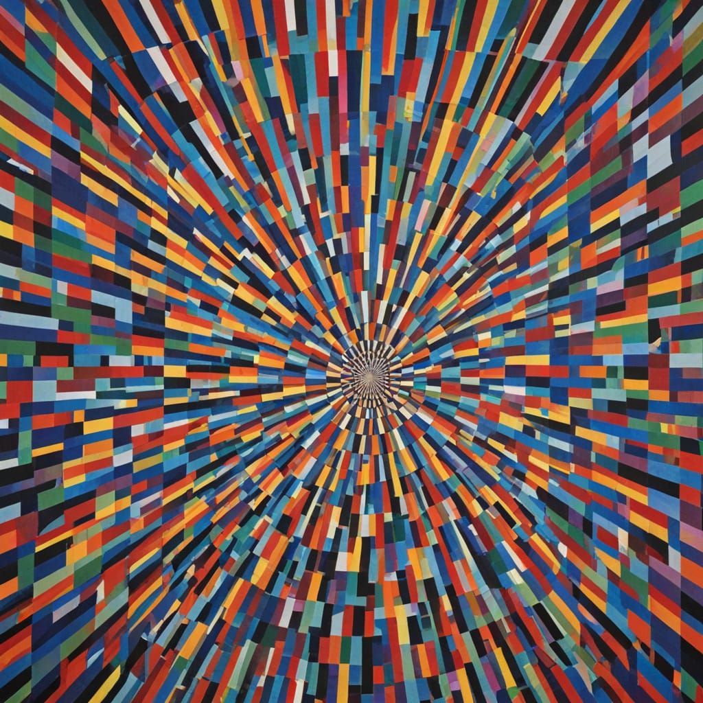 Vibrant Op Art Tapestry Inspired by Vasarely and Riley