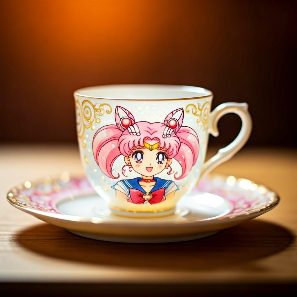 Sailor Chibi Moon Porcelain Teacup in Anime Style