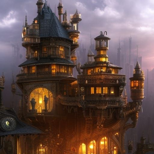 Steampunk Cat Ear Castle: Digital Matte Painting