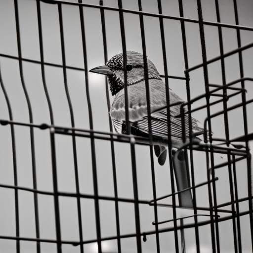Bird Trapped Inside a Metal Cage