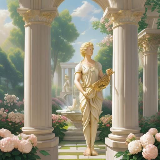 Apollo in a Golden Garden, Ethereal Fantasy Art