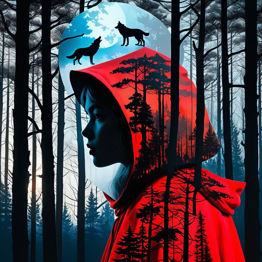 Little Red Riding Hood Double Exposure: Fine Art Canvas