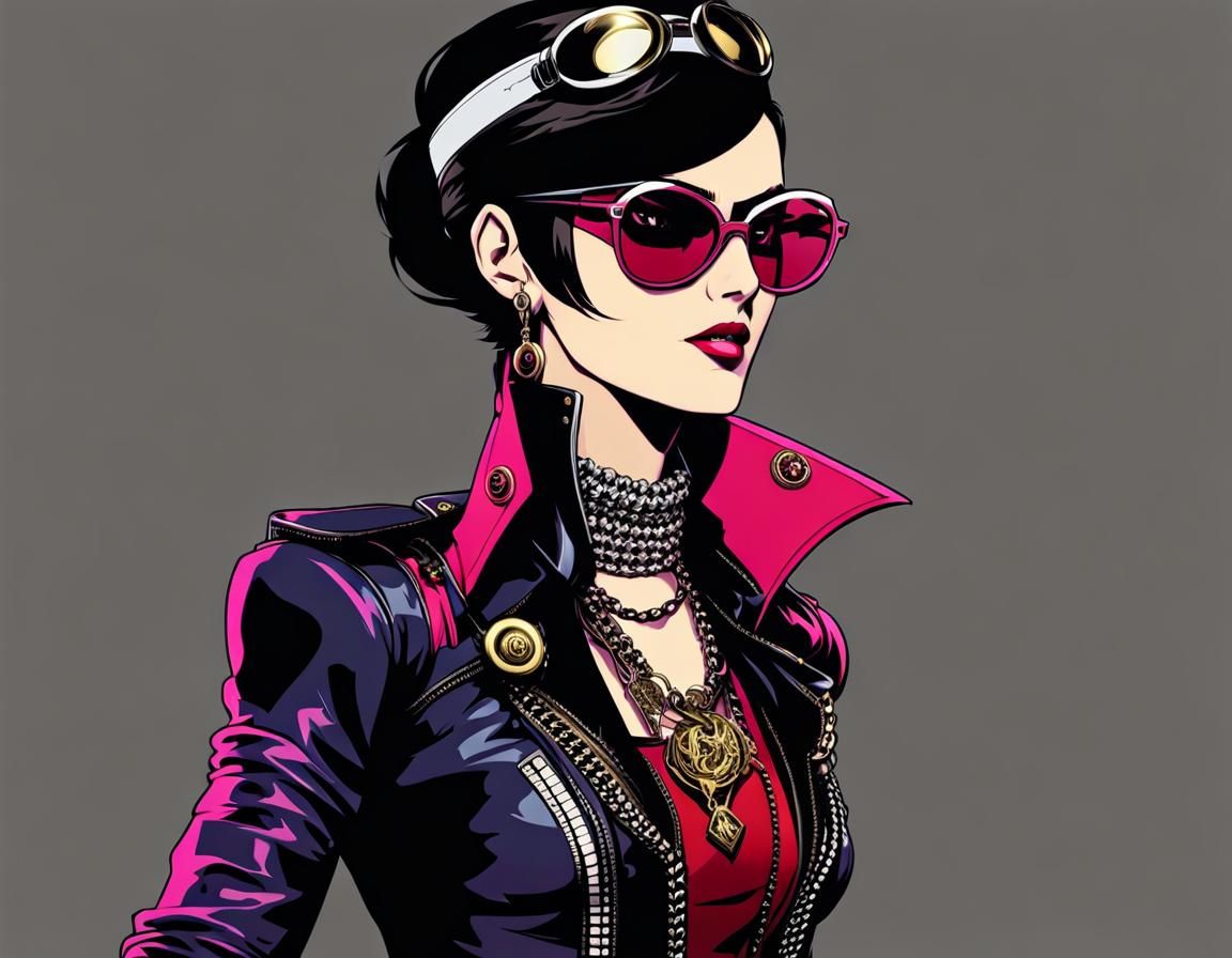 Bayonetta in 1970s Punk-Rock Outfit, Fashion Sketch