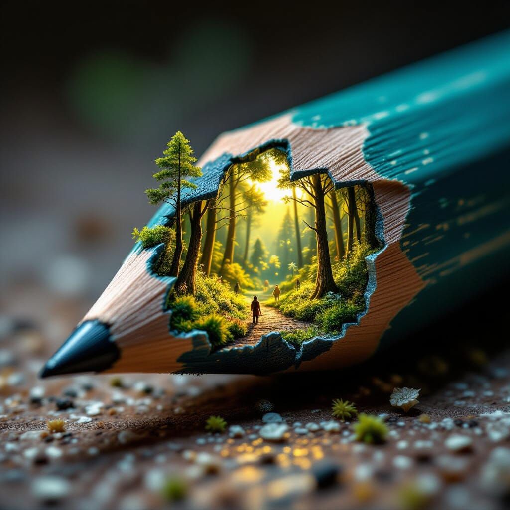 Colossal Pencil Reveals Ancient Forest Diorama