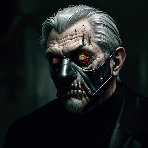 Creepy Old Man Mask Horror in Oil Painting Style