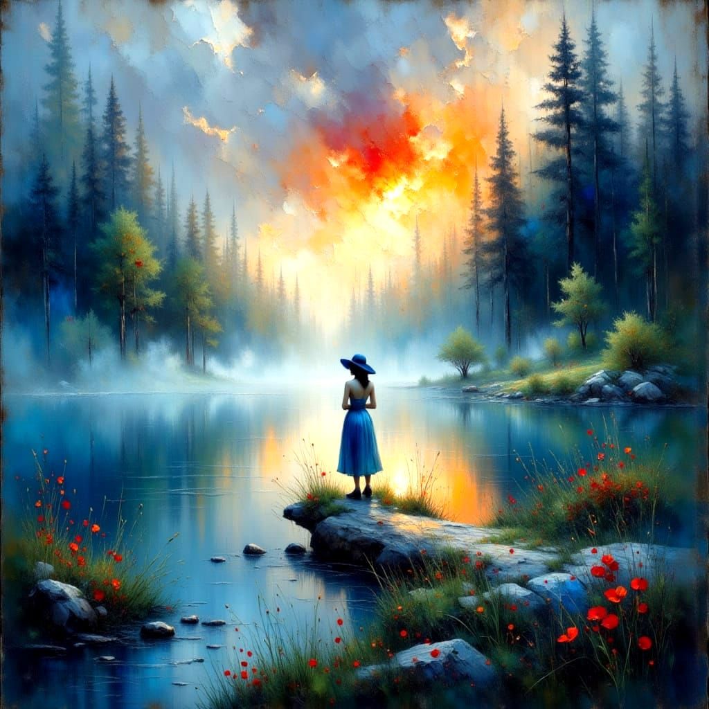 Gritty Grunge Watercolor Landscape of a Smoldering World