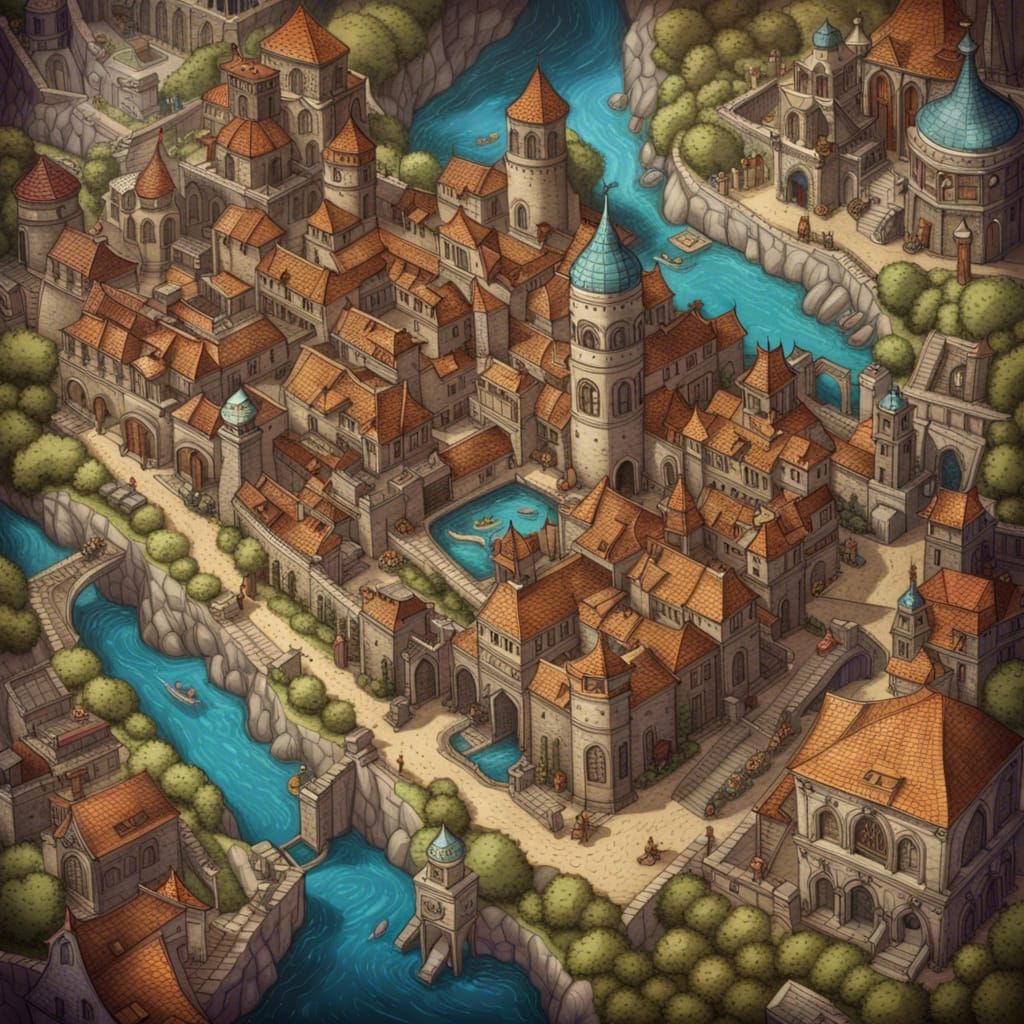 Fantasy City Map for Dungeons and Dragons