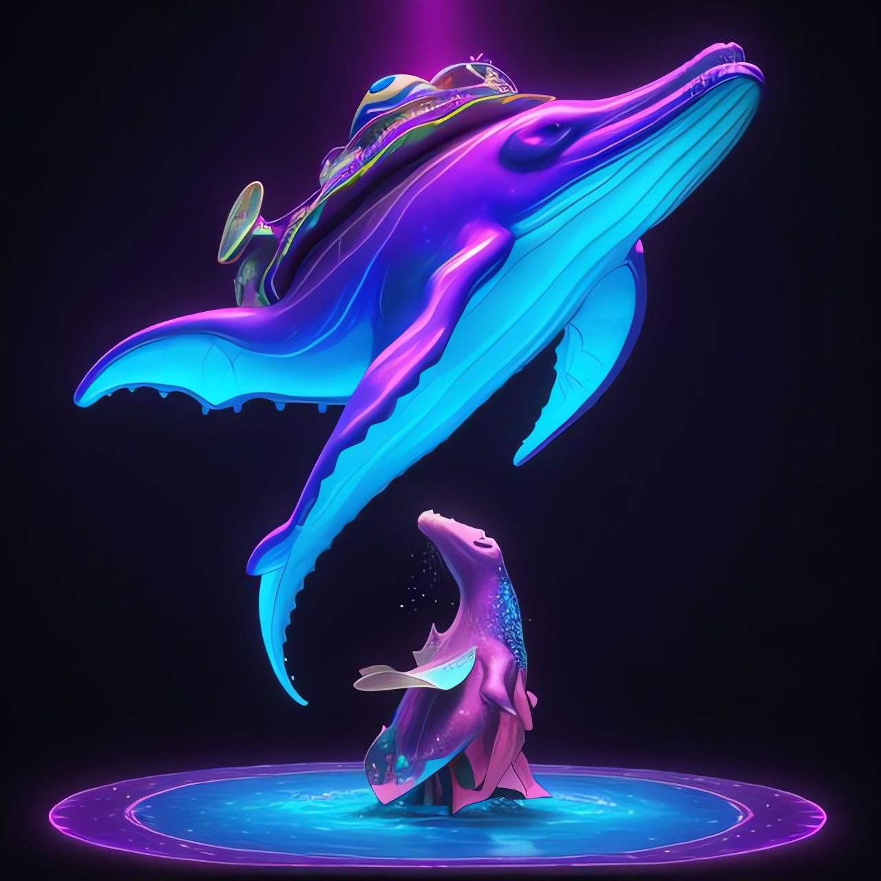 Cosmic Whale in Psychedelic Sea of Roast Pork