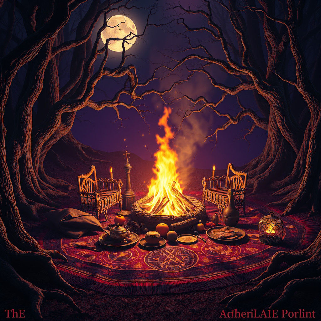 Mystical Bonfire Picnic in Enchanted Forest