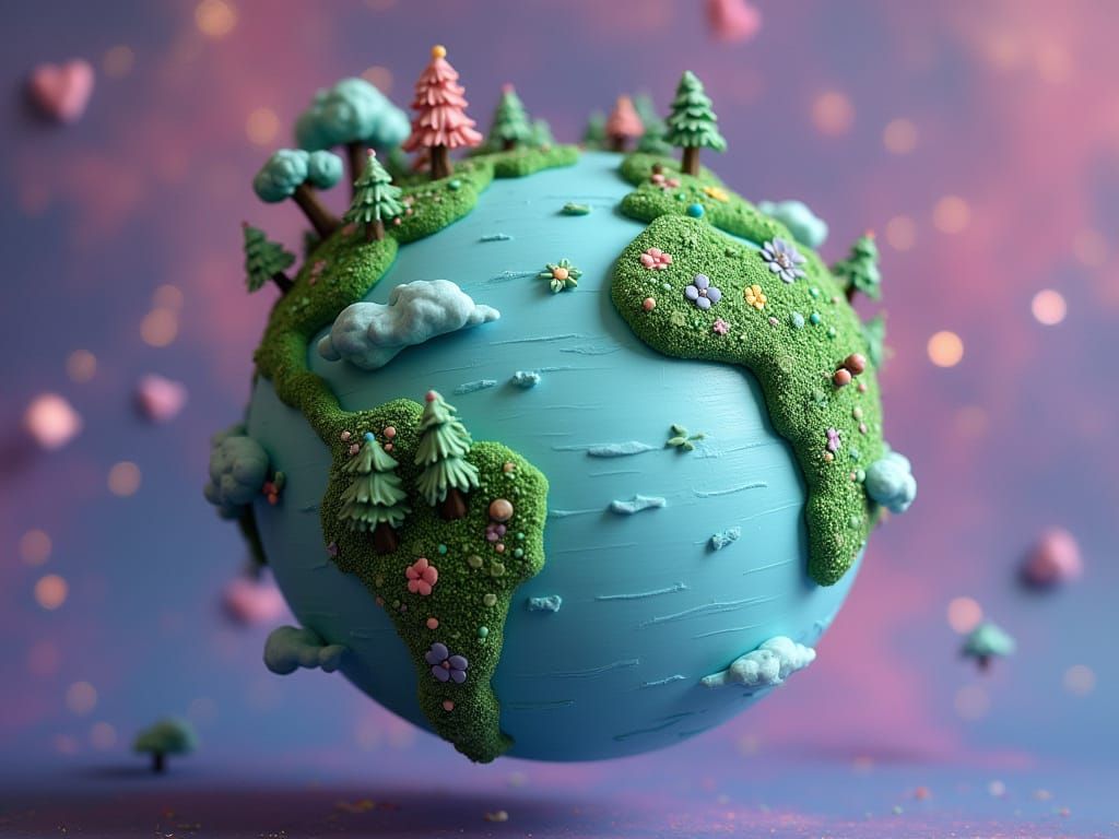 Whimsical Clay Globe in Pastel Galaxy