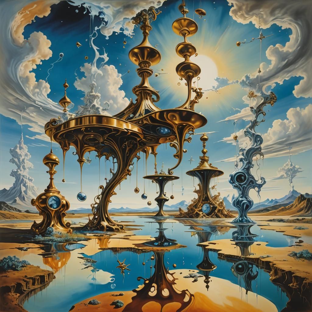 Surreal Landscape with Elastic Flora and Melting Piano